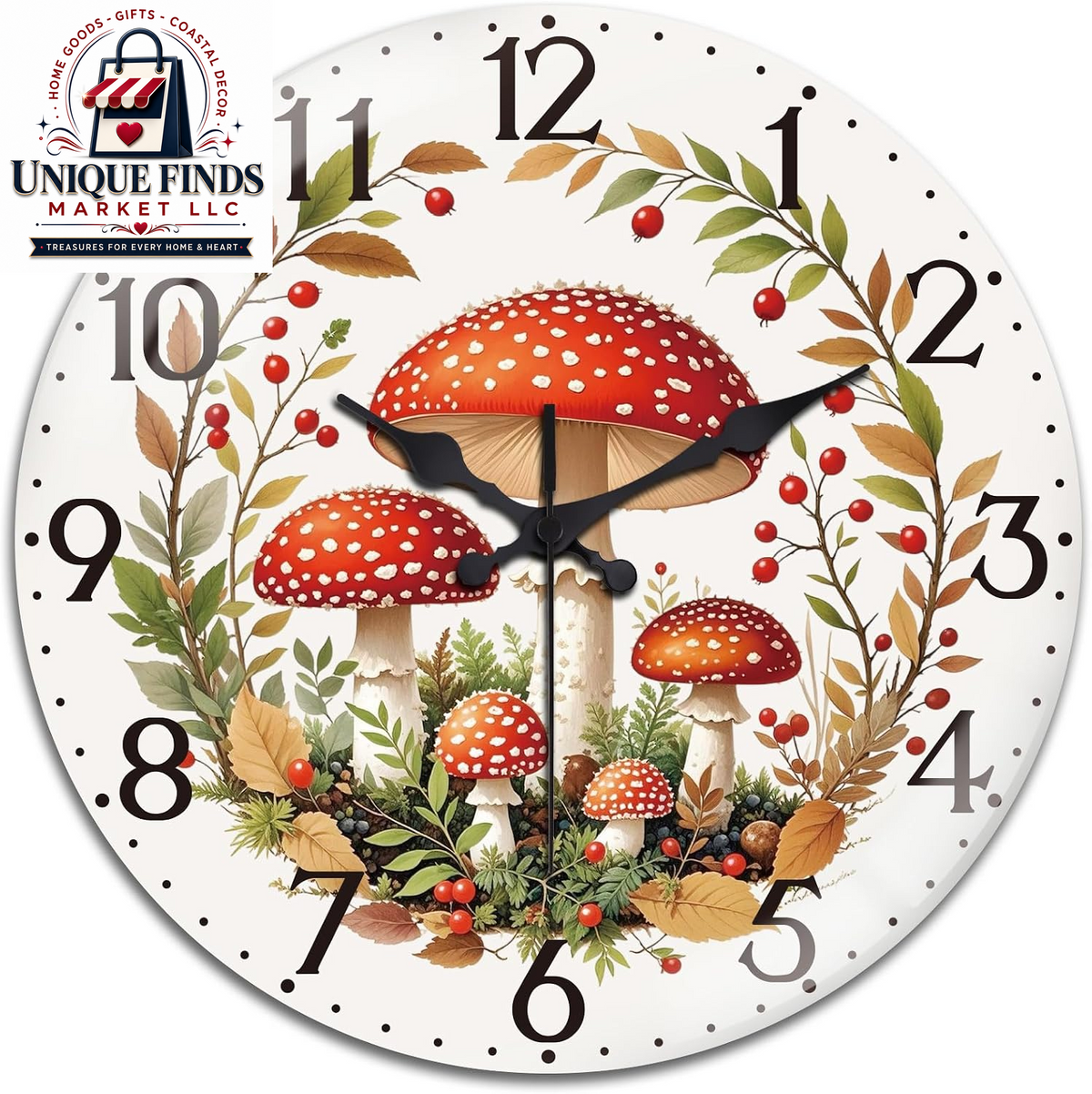 Peacoblue 12" Round Battery-Operated Marble Pattern Wall Clock