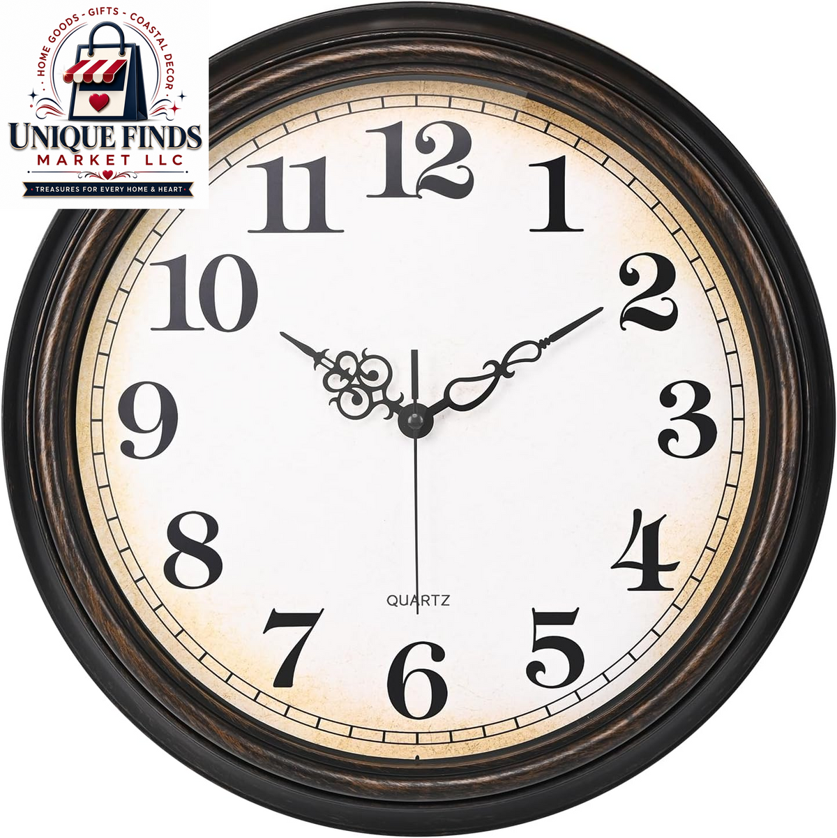 Yoiolclc 16-Inch Silent Non-Ticking Vintage Wall Clock - Battery Operated for Living Room, Office, and School (Bronze Finish)