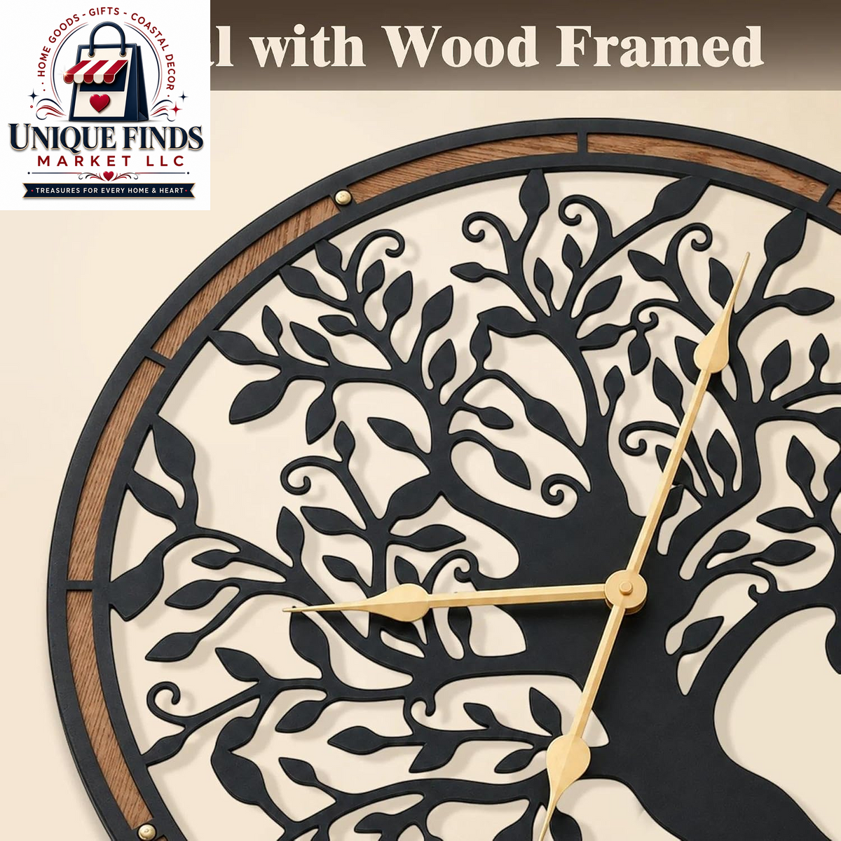 Micasso Decorative Large Wall Clock: 24-Inch Tree of Life, Battery Operated