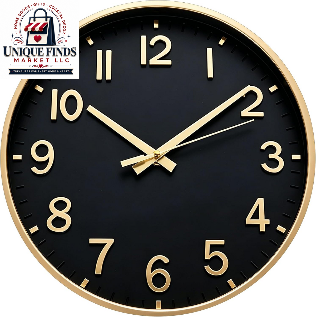 HZDHCLH 12-Inch Navy Modern Wall Clock - Battery Operated, Silent, Non-Ticking