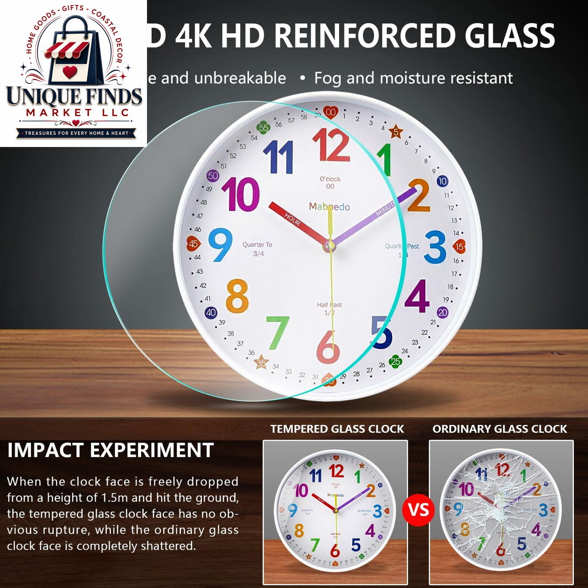 10-Inch Silent Analog Classroom Clock for Kids - Battery Operated Wall Clock for Educational and Home Decor Use, White