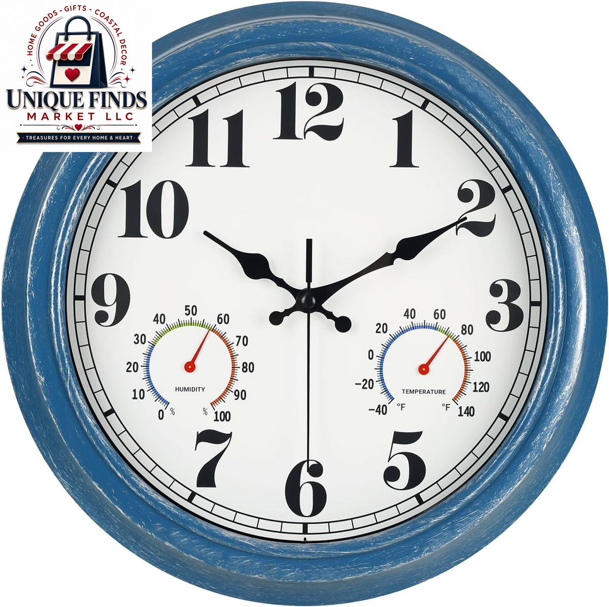 JENLYSTIME 12-Inch Blue Retro Wall Clock