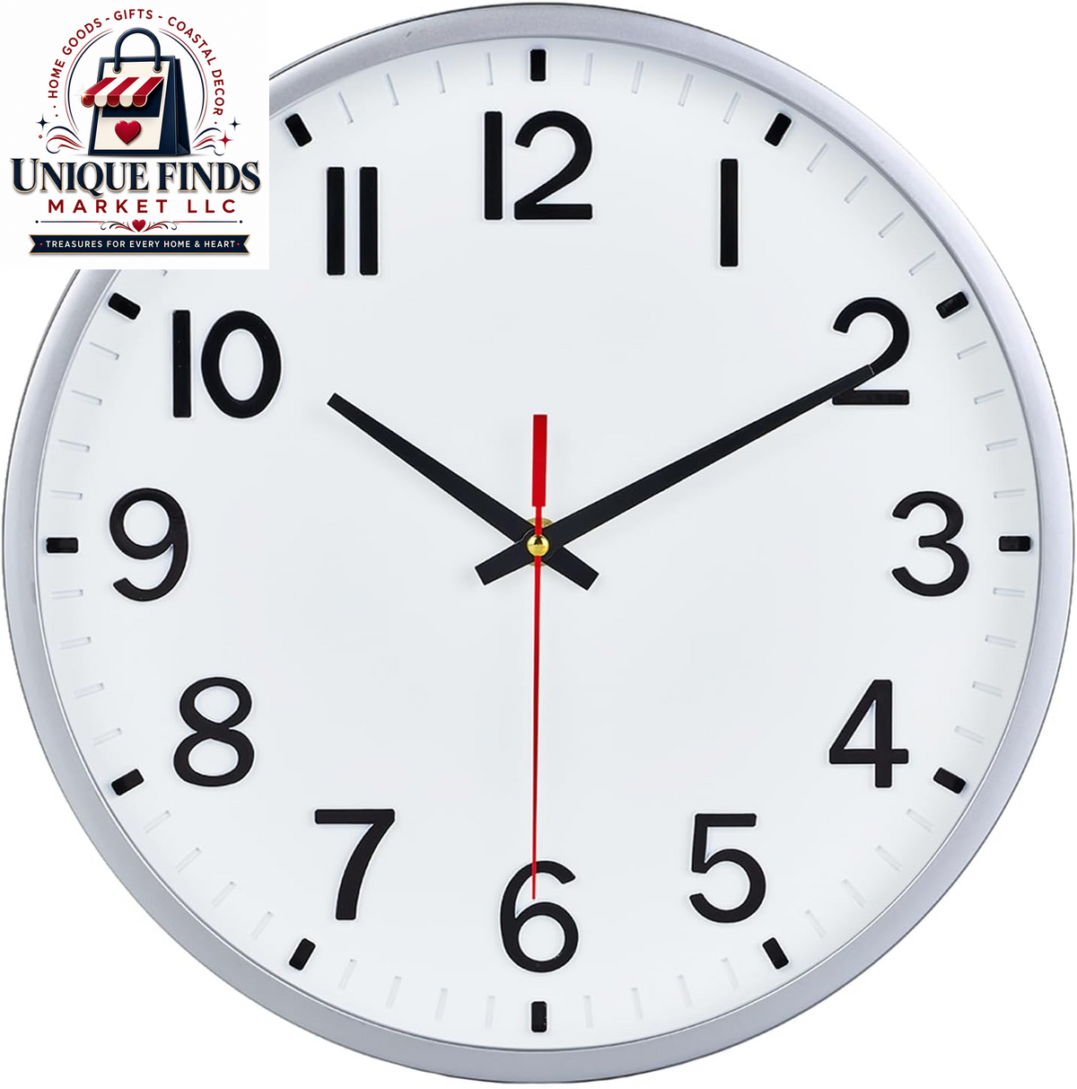 Battery Operated 12-Inch Modern Silent Wall Clock for Home and Office Décor (Gray and White)