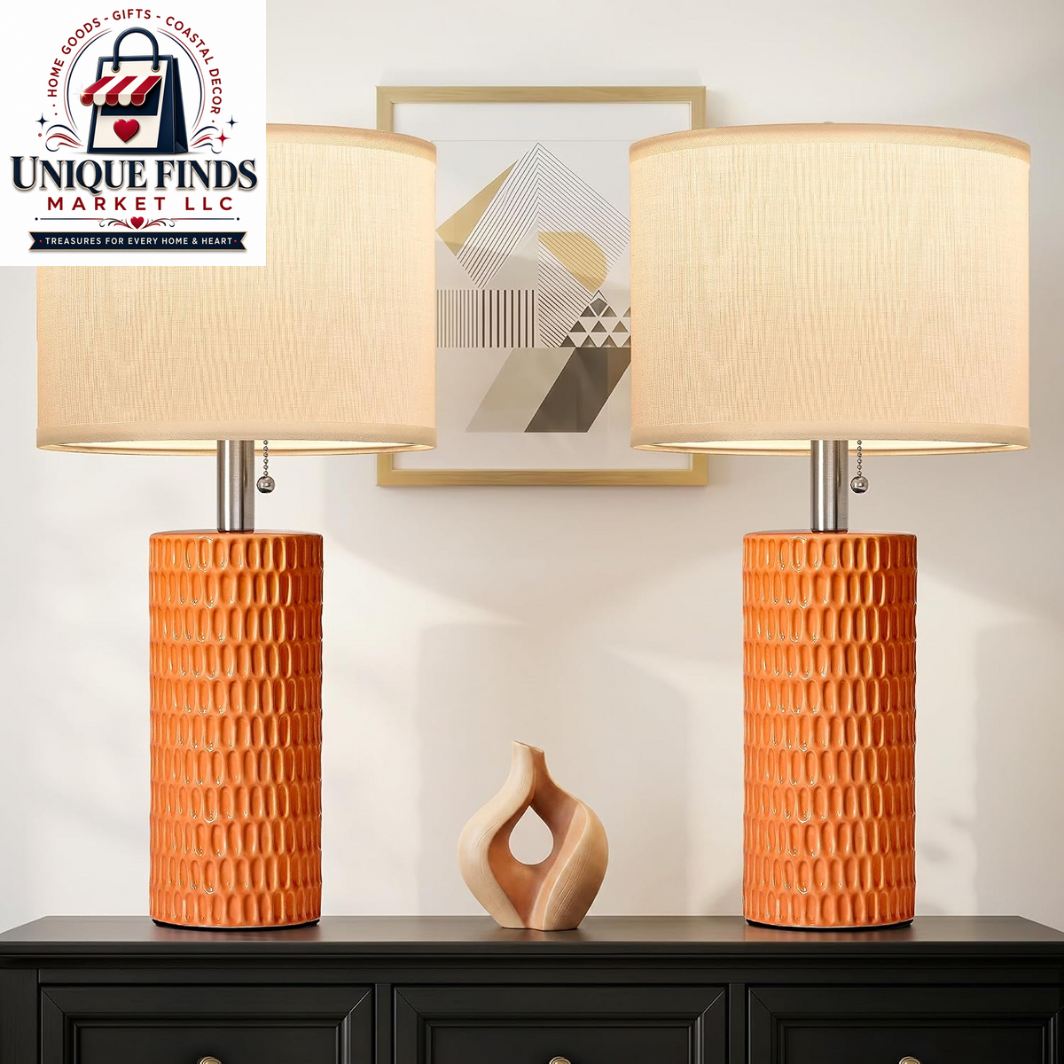 Reaketon 20” Modern Table Lamps Set of 2, Lamps for Bedroom, Blue