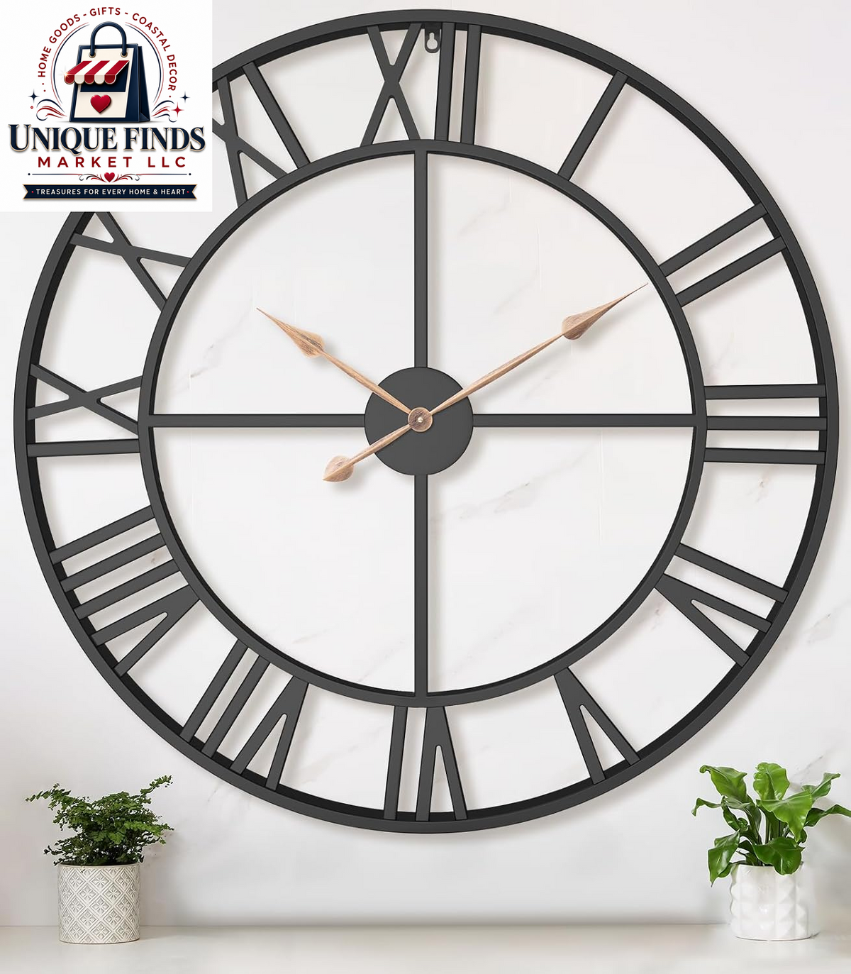 Pytha Sight 14-Inch Metal Wall Clock with Roman Numerals for Living Room Decor