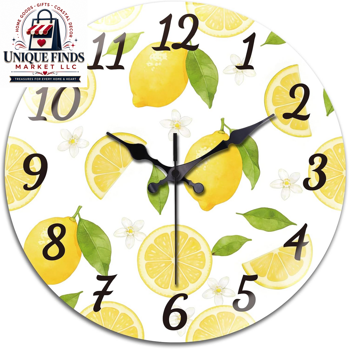 Peacoblue 12" Round Battery-Operated Marble Pattern Wall Clock