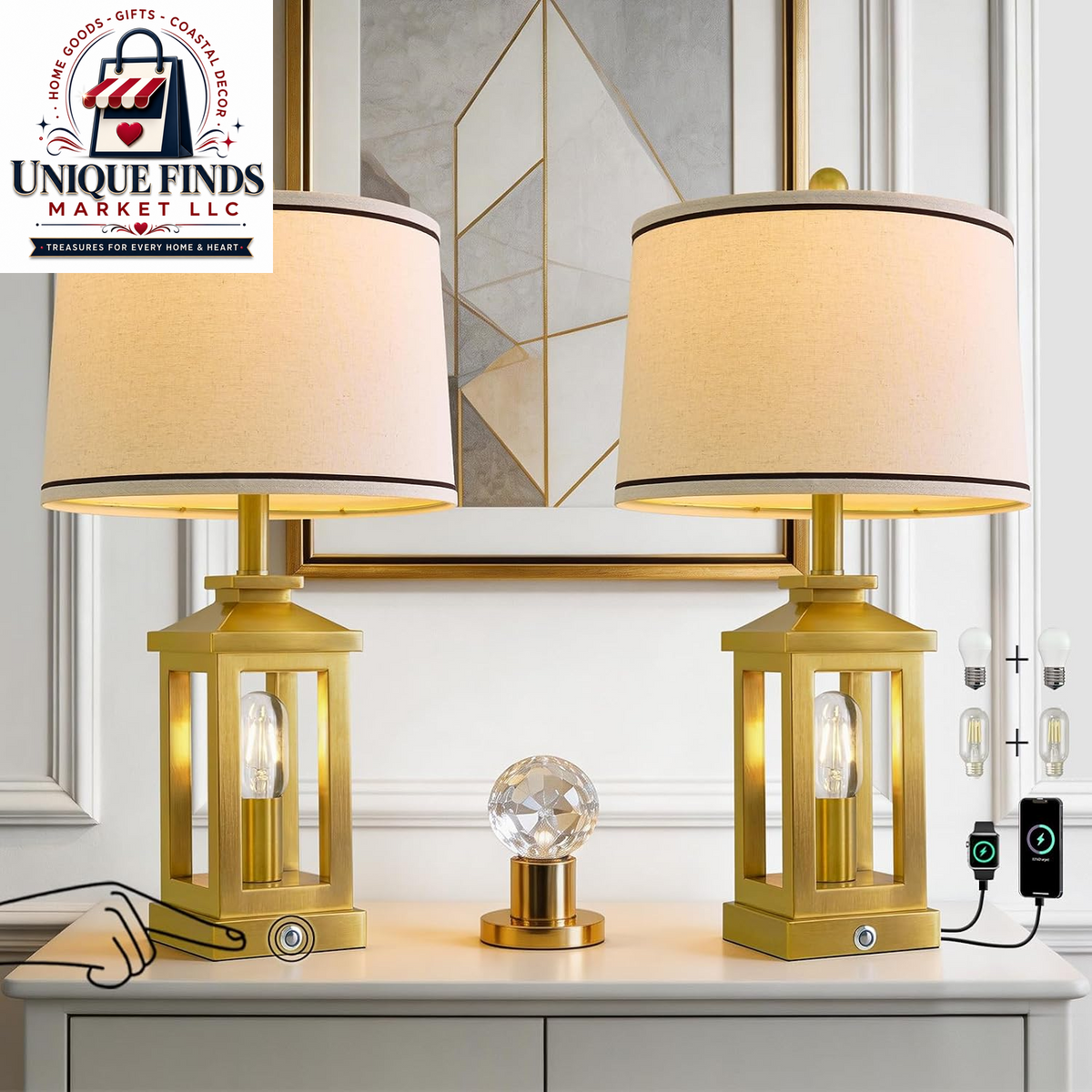 Set of 2 Modern 23.75" Table Lamps for Living Room and Bedroom Nightstands