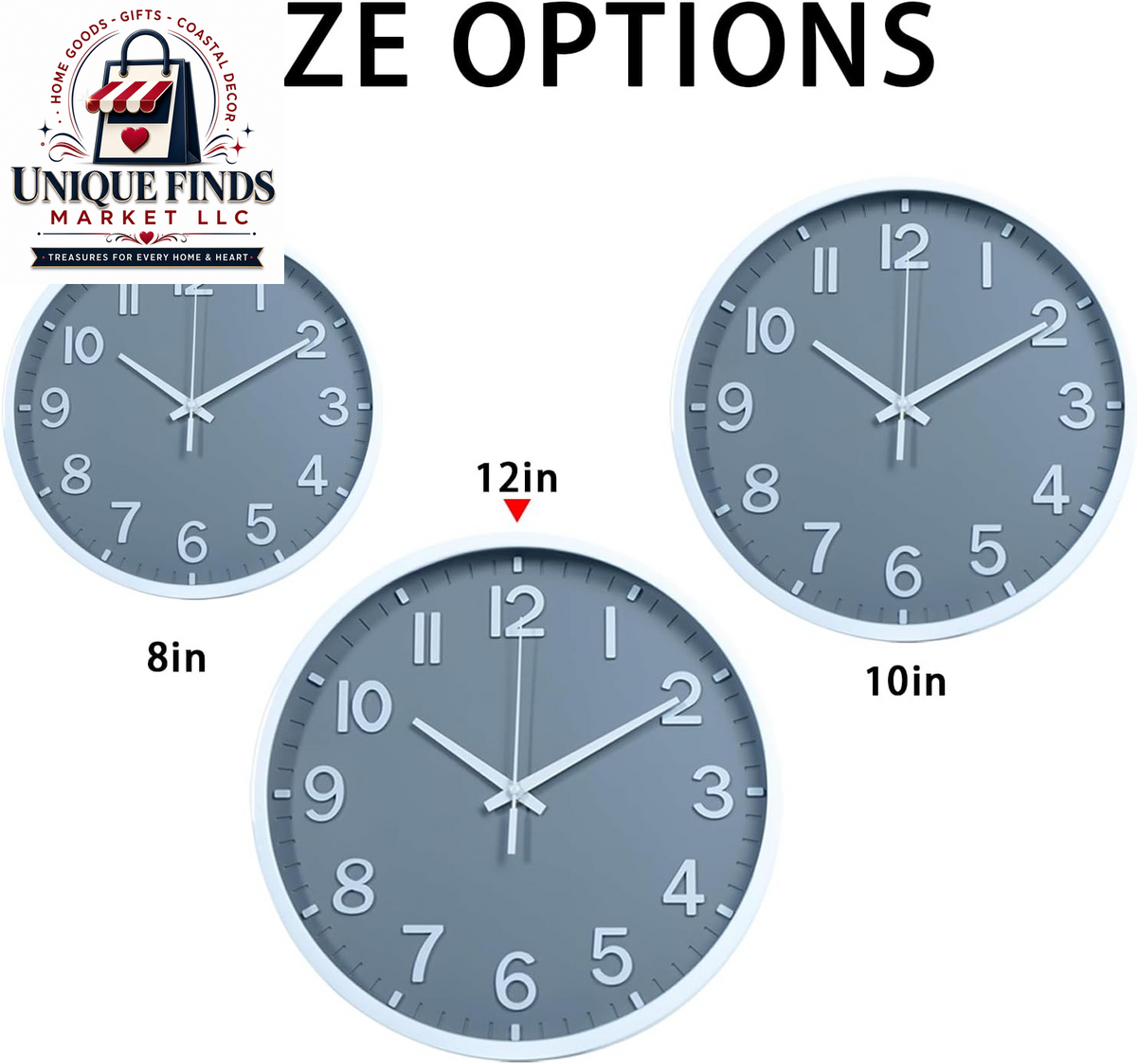 Battery Operated 12-Inch Modern Silent Wall Clock for Home and Office Décor (Gray and White)