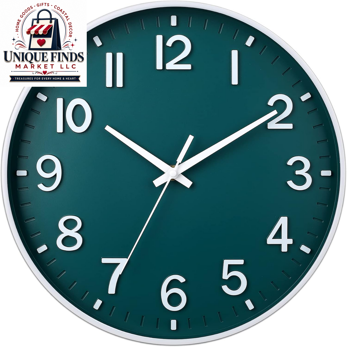 HZDHCLH 12-Inch Silent Battery-Operated Wall Clock in Green