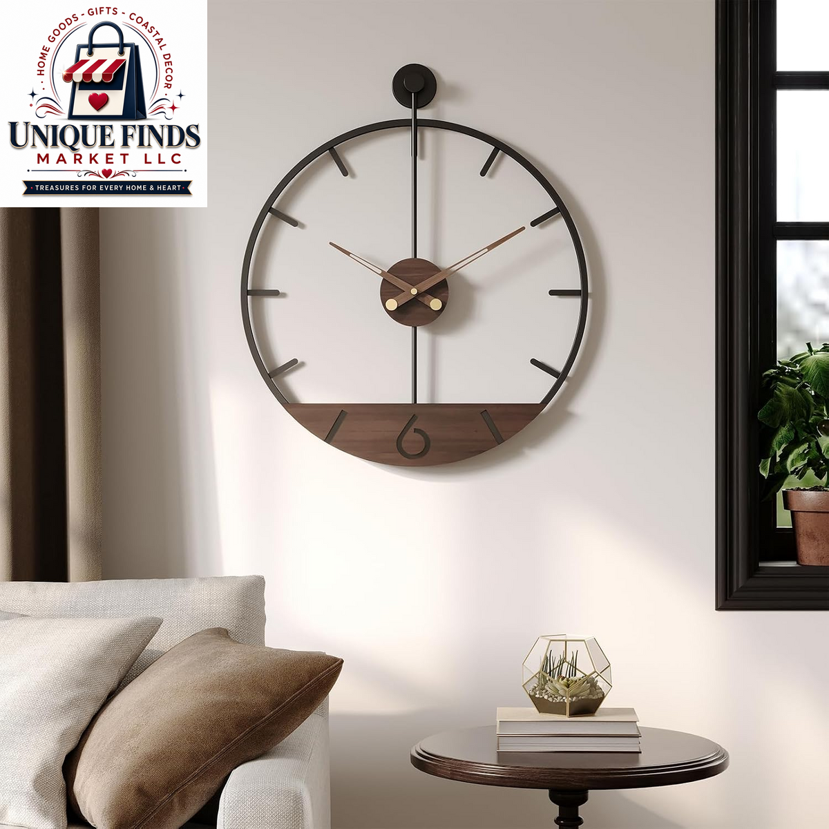 Cuspin 24-Inch Gold Metal Wall Clock for Elegant Living Room Decor