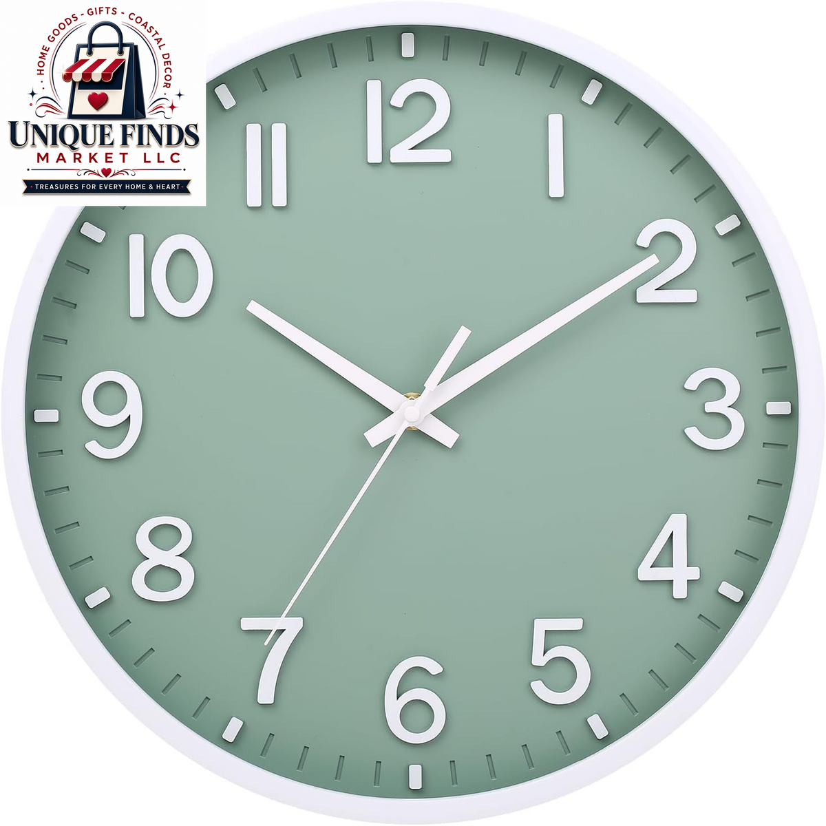 Battery Operated 12-Inch Modern Silent Wall Clock for Home and Office Décor (Gray and White)