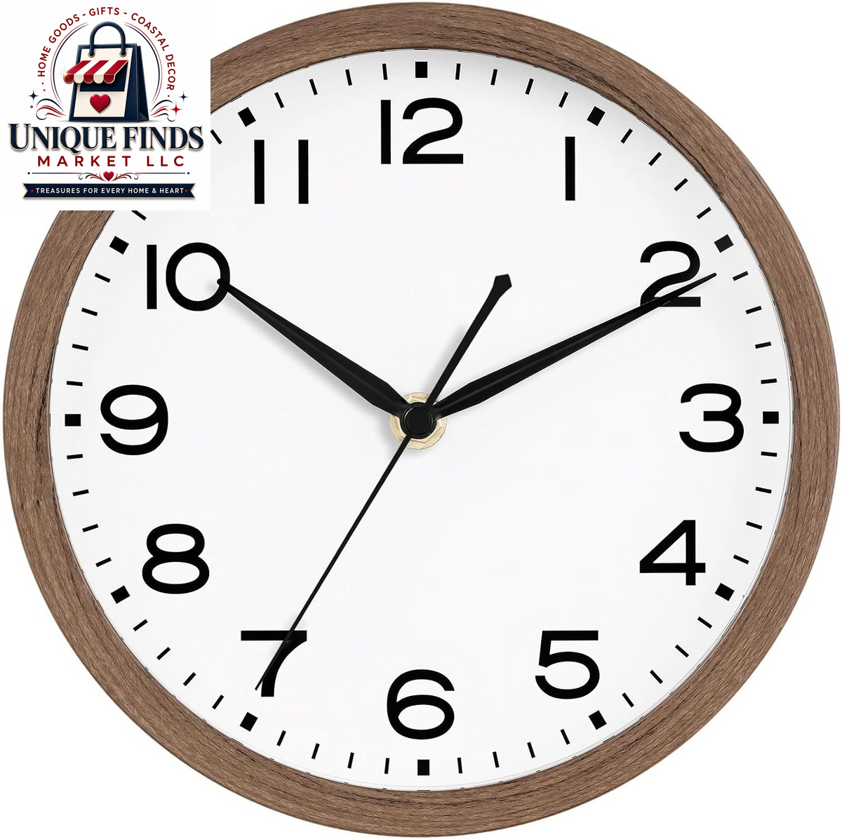 AKCISOT 12-Inch Silent Battery-Operated Analog Wall Clock in Silver