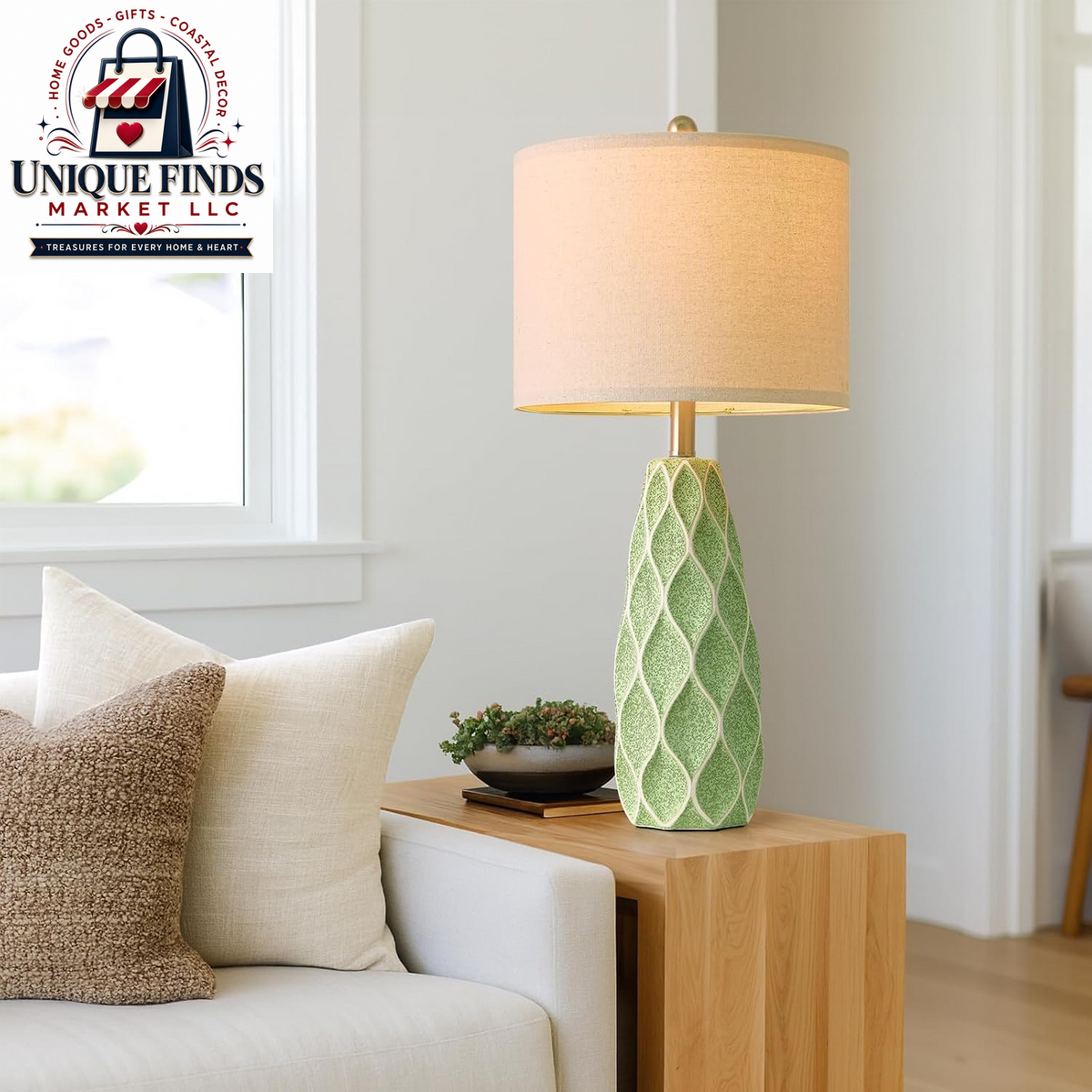 Set of 2 27.5" Green Ceramic Table Lamps for Bedroom and Living Room