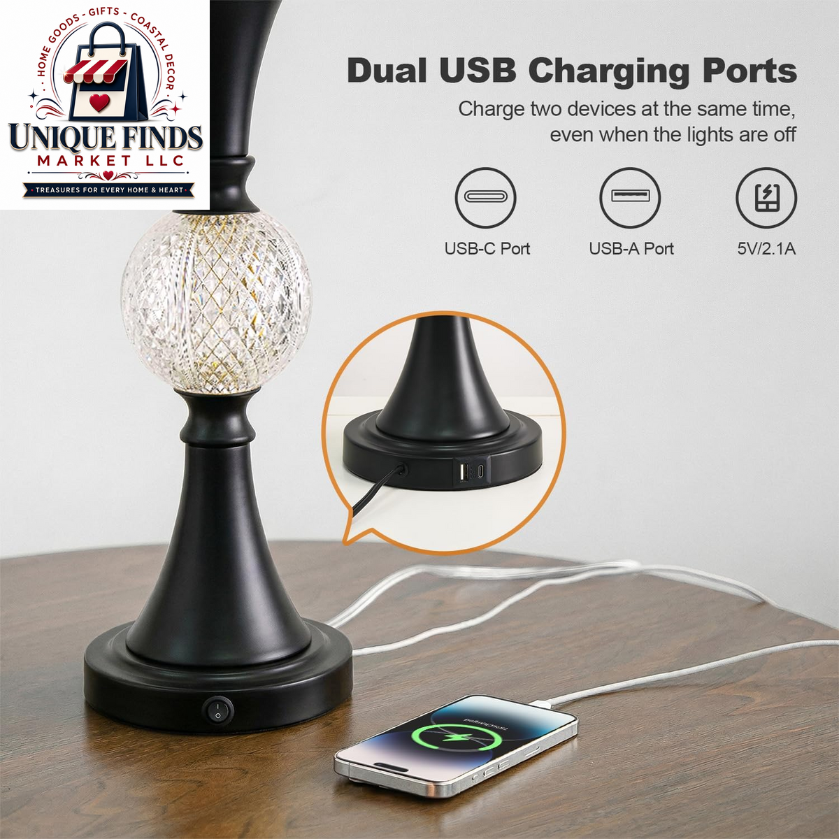 Oneach 28.5" Black Table Lamps - Set of 2 Tall Luxury Bedside Lamps with Night Light and USB A+C Charging Ports, Elegant Metal Design for Bedroom and Office End Table Decor
