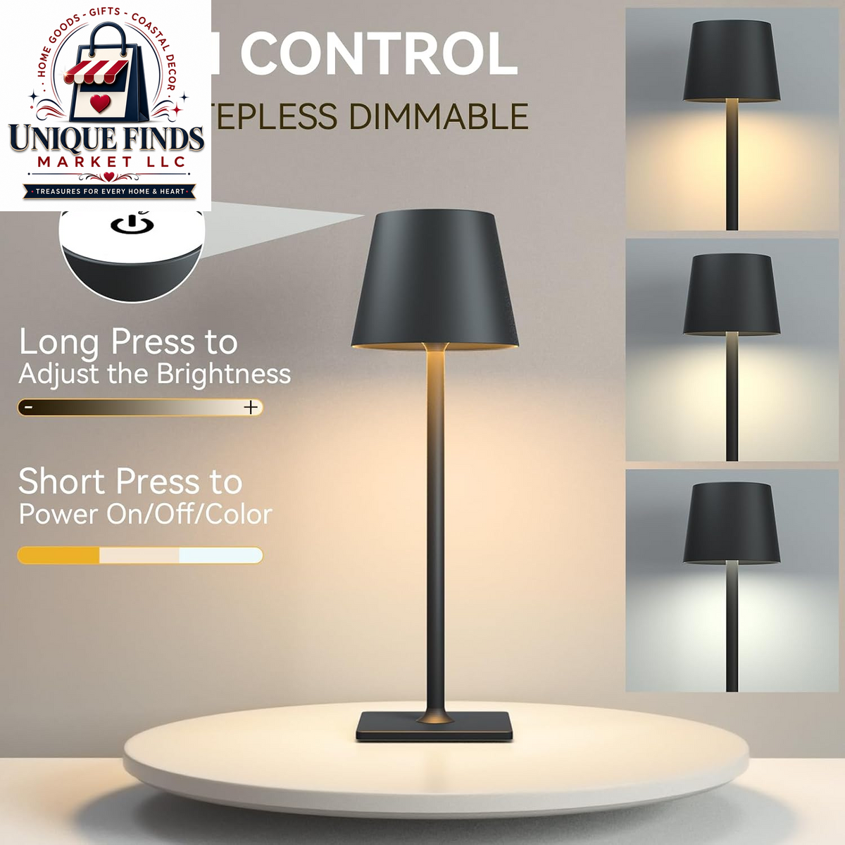 Yogaret Black Cordless Table Lamps with 6000mAh Rechargeable Battery - Set of 2