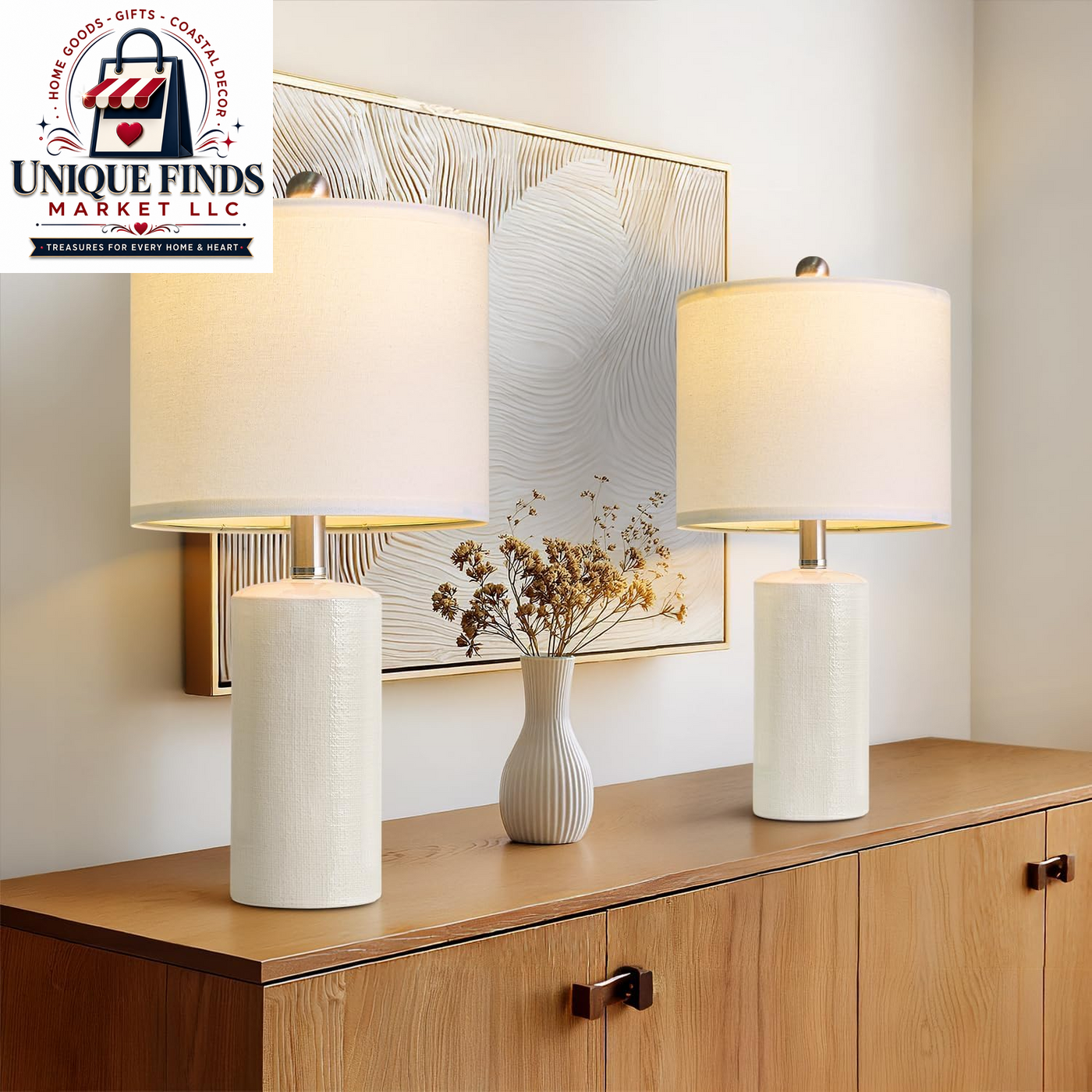 20.25" Small Table Lamps Set of 2 Modern Ceramic Lamps for Living Room