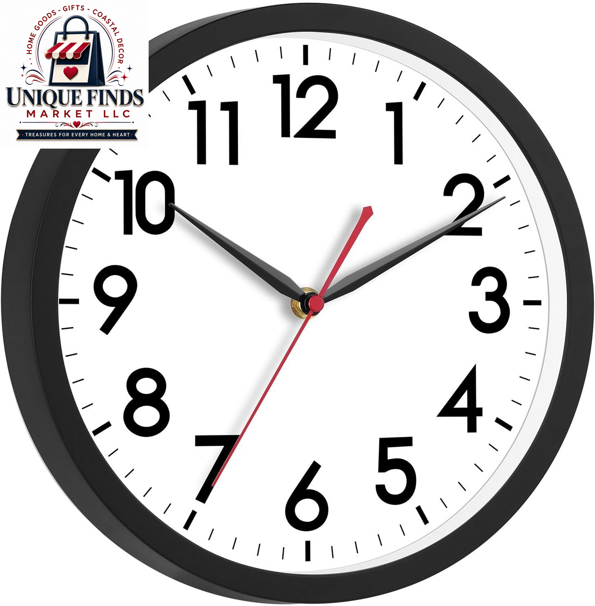 AKCISOT 12-Inch Silent Battery-Operated Analog Wall Clock in Silver