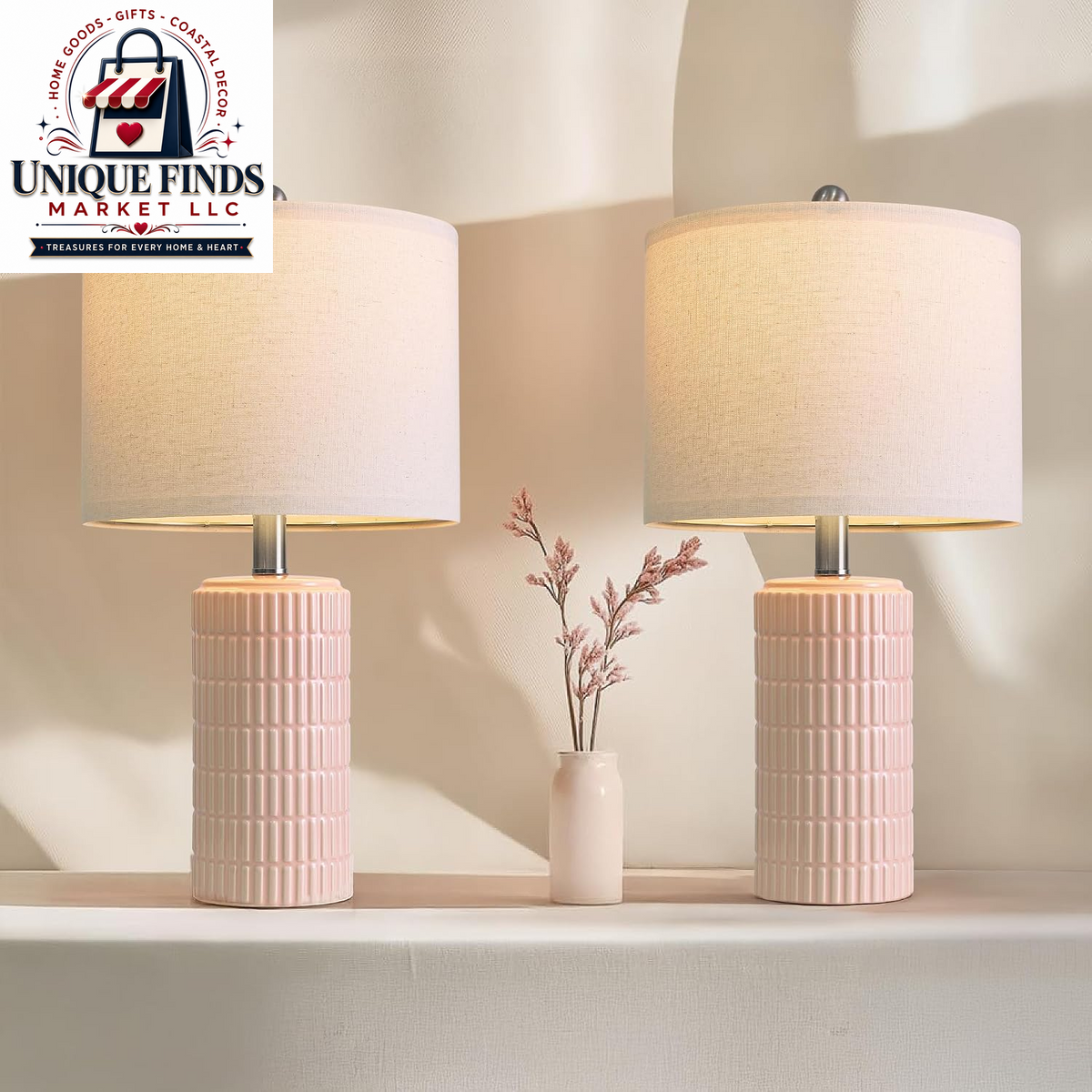 Pokat Set of 2 Modern 24" Ceramic Table Lamps in Green for Bedroom and Living Room Decor