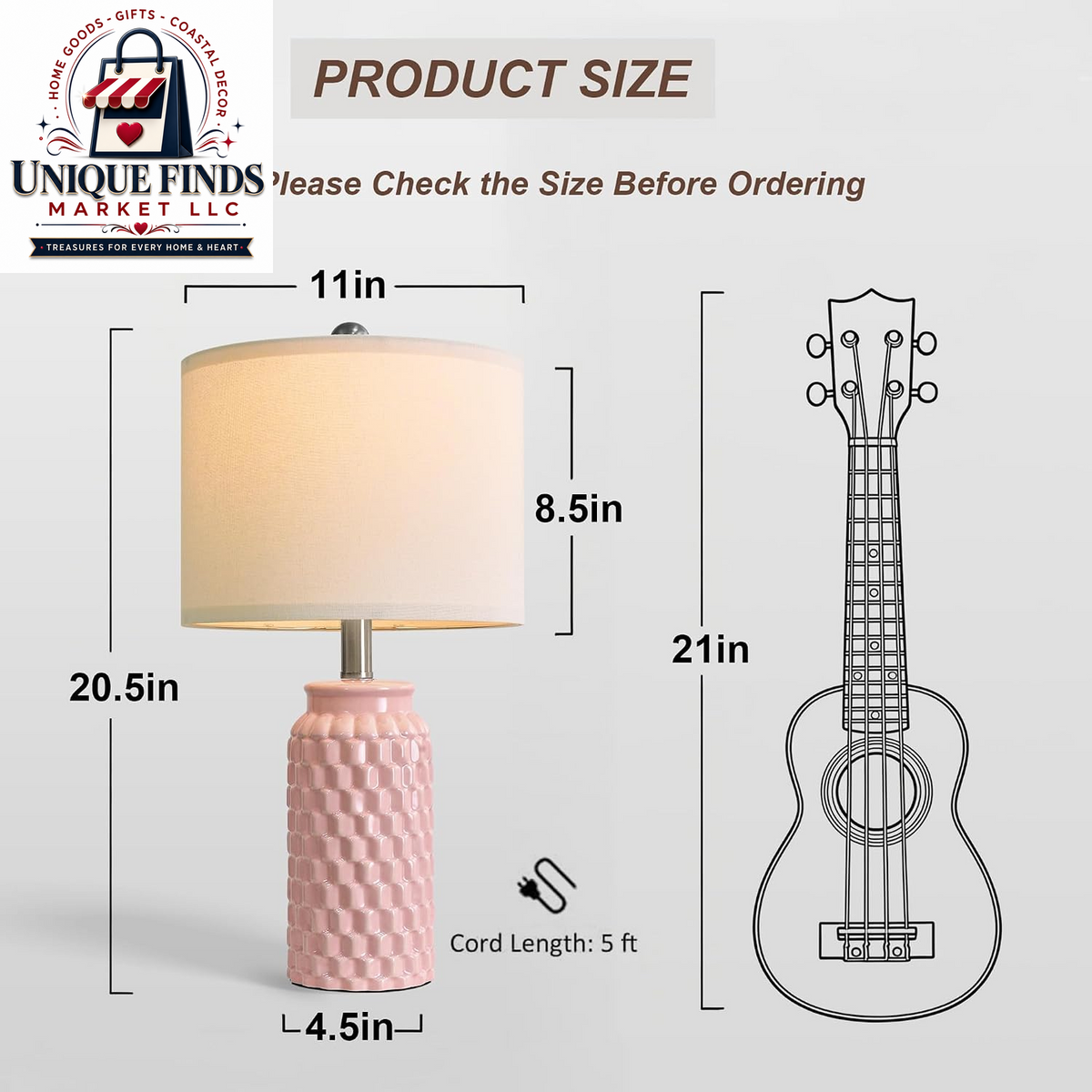 Set of 2 Pink Ceramic Nightstand Lamps, 20.5 Inches
