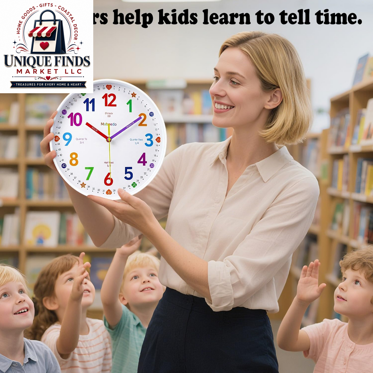 10-Inch Silent Analog Classroom Clock for Kids - Battery Operated Wall Clock for Educational and Home Decor Use, White