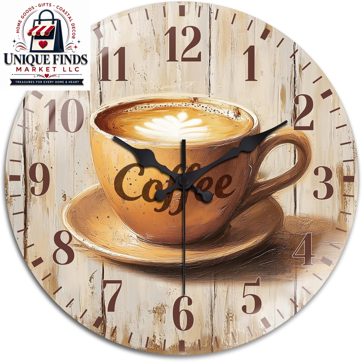 Peacoblue 12" Round Battery-Operated Marble Pattern Wall Clock