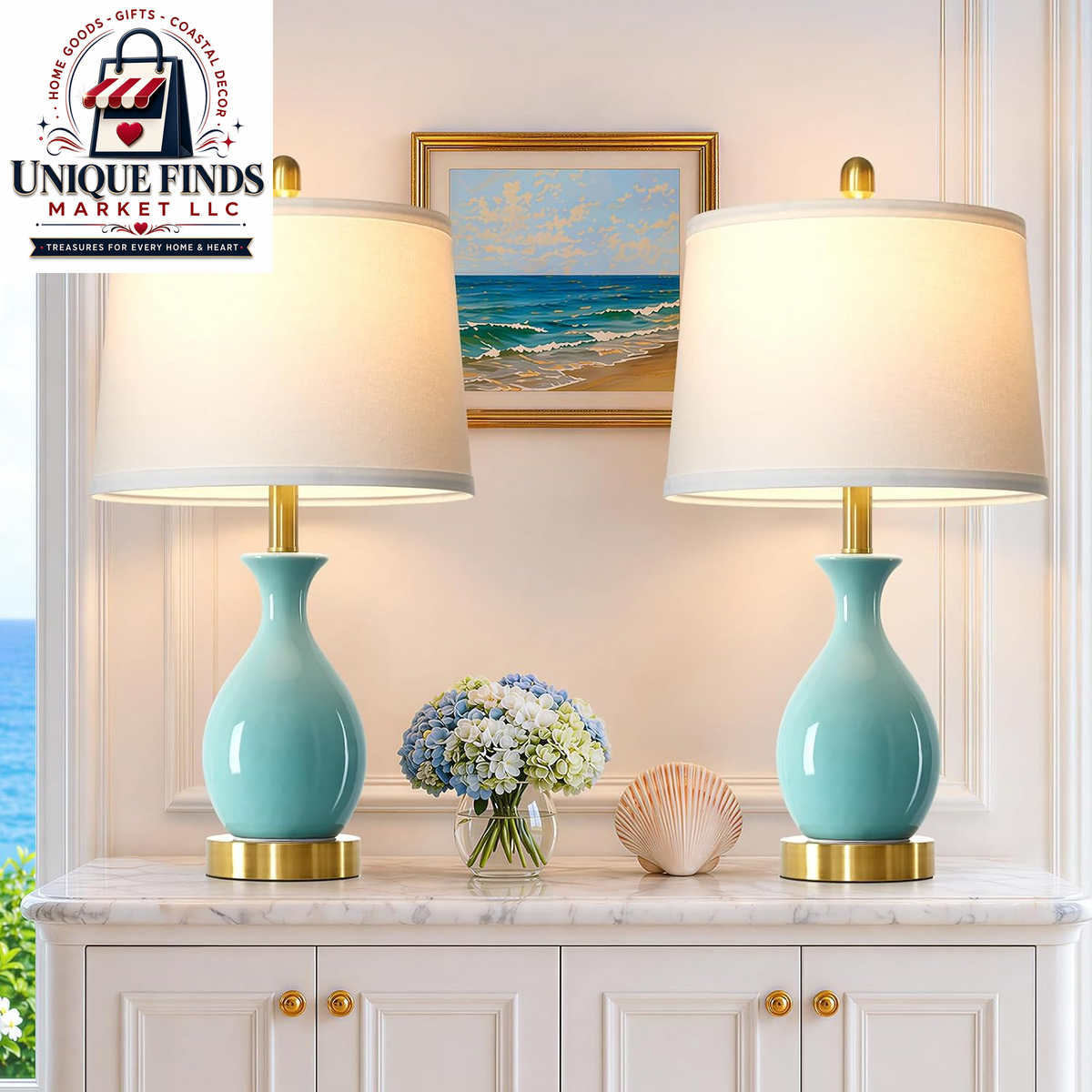 Set of 2 Sage Green 24.5" Ceramic Table Lamps for Bedroom and Living Room, Ideal for Nightstands and End Tables (Includes 2 LED Bulbs)