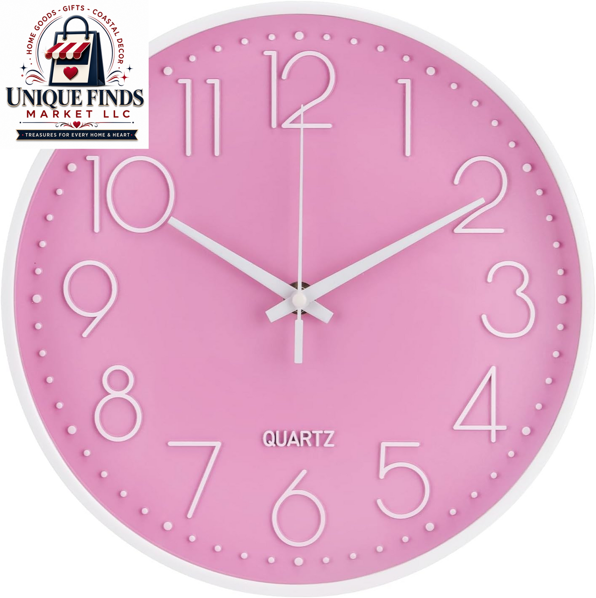 12-Inch Non-Ticking Silent Quartz Wall Clock with Red Stereoscopic Dial - Modern Round Design for Home, Office, School, Living Room, Bedroom, and Kitchen Decor