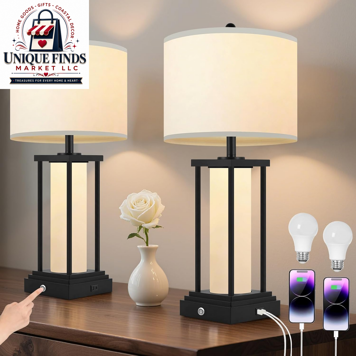 26.8'' Farmhouse Table Lamps, Table Lamps for Livingroom(Bulbs Included)