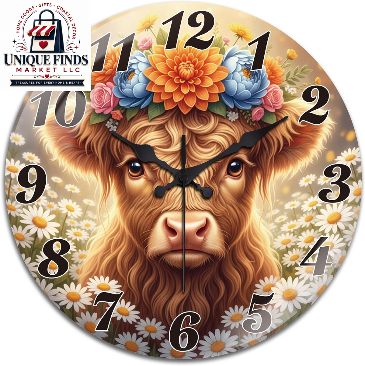 Peacoblue 12" Round Battery-Operated Marble Pattern Wall Clock