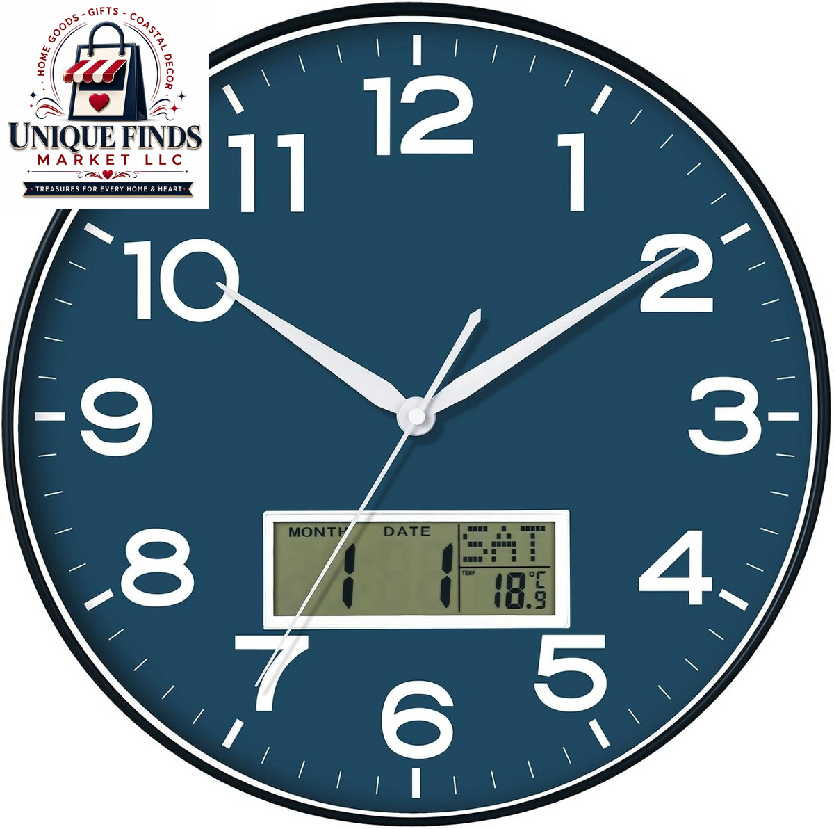 AKCISOT 12-Inch Silent Battery-Operated Analog Wall Clock in Silver