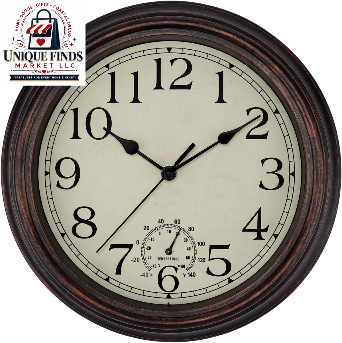 Foxtop 12-Inch Retro Silent Wall Clock - Battery Operated Bronze Finish
