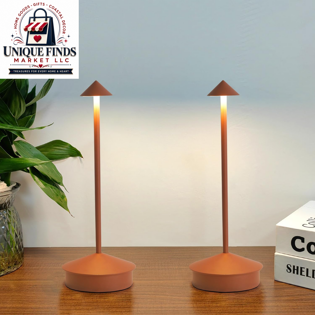 2-Pack Rechargeable Aluminum Cordless Table Lamps with 6000mAh Battery, Waterproof and Dimmable LED Touch Lamps for Outdoor and Restaurant Use