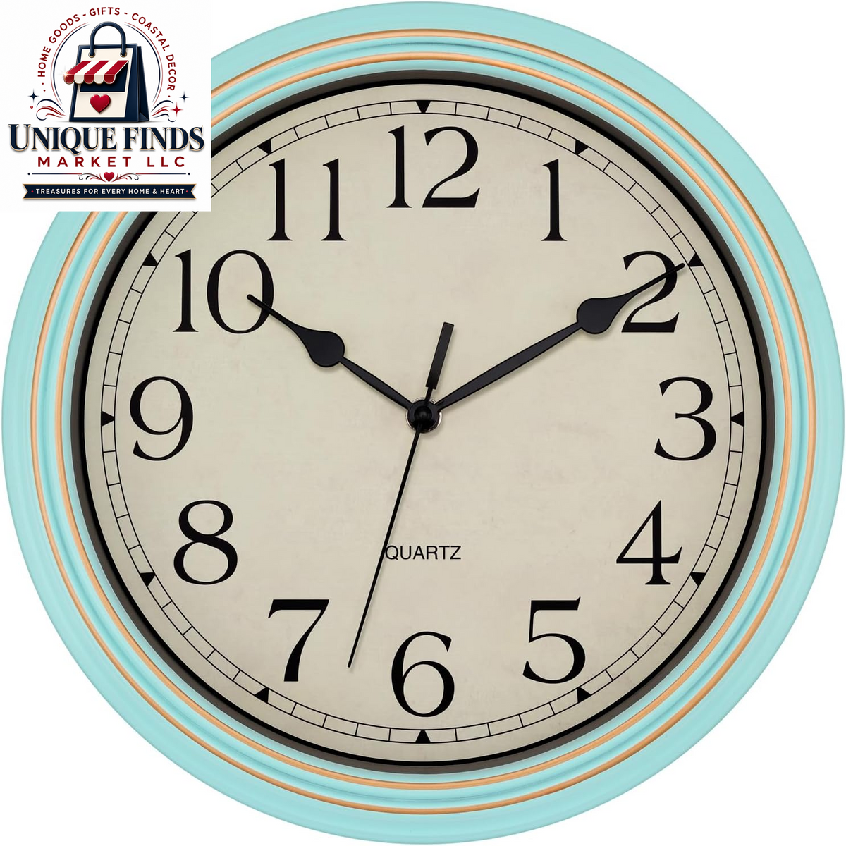 Foxtop 12-Inch Retro Silent Wall Clock - Battery Operated Bronze Finish