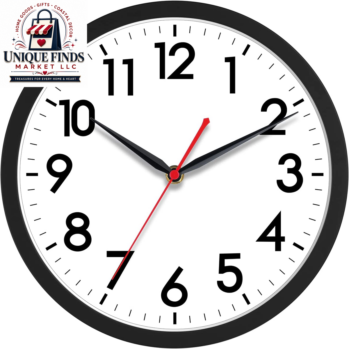 AKCISOT 12-Inch Silent Battery-Operated Analog Wall Clock in Silver