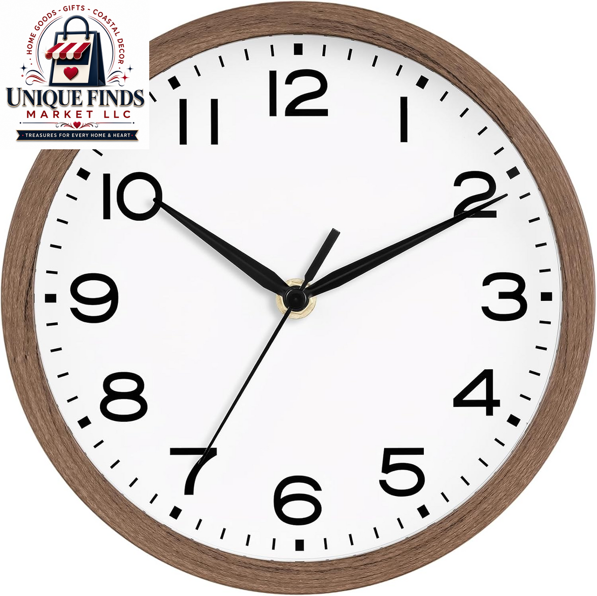 AKCISOT 12-Inch Silent Battery-Operated Analog Wall Clock in Silver