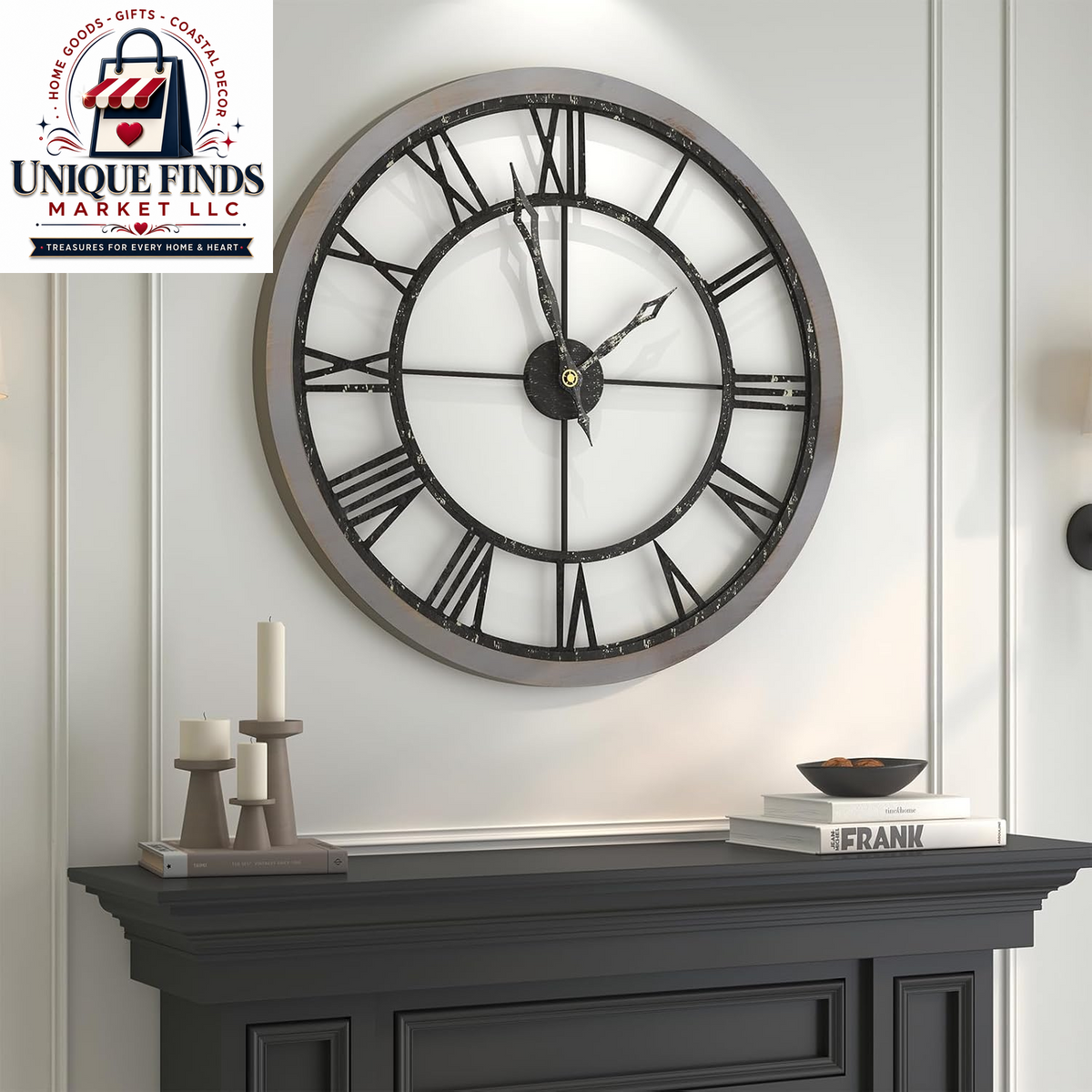 Cuspin 24-Inch Gold Metal Wall Clock for Elegant Living Room Decor