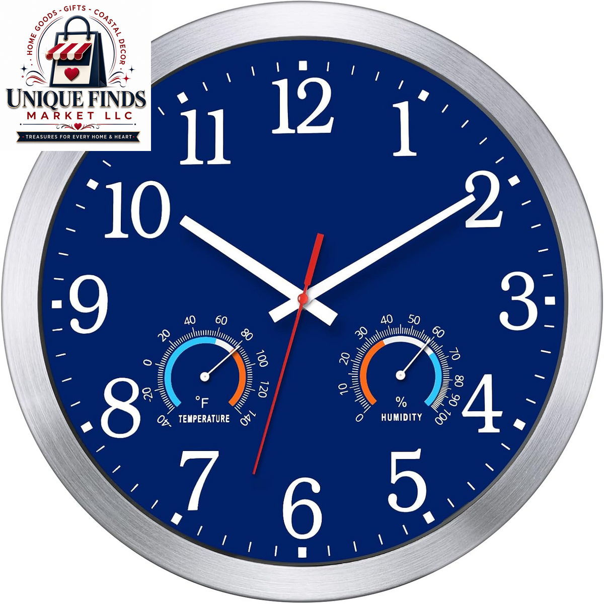 Caysie 12-Inch Waterproof Sealed Indoor/Outdoor Clock in Silver