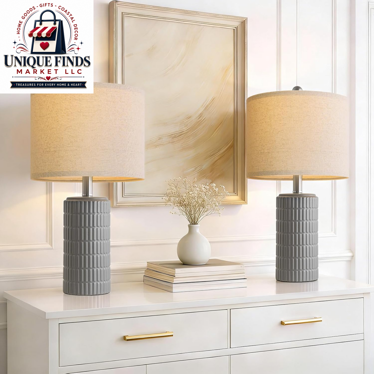 Pokat Set of 2 Modern 24" Ceramic Table Lamps in Green for Bedroom and Living Room Decor