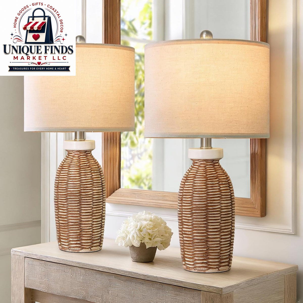 G-SAFAVA Set of 2 Table Lamps for Living Room and Bedroom, 22.75" Bedside Lighting