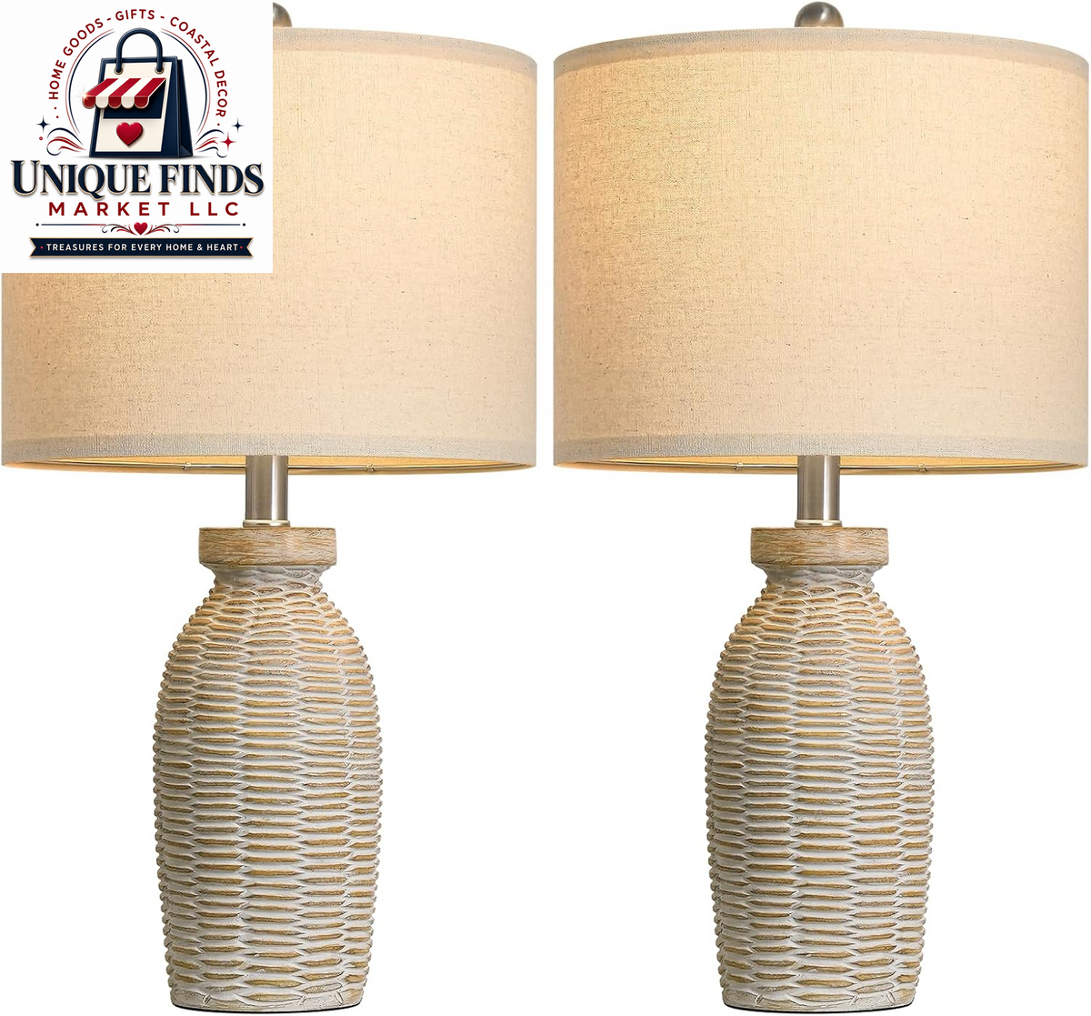 G-SAFAVA Set of 2 Table Lamps for Living Room and Bedroom, 22.75" Bedside Lighting