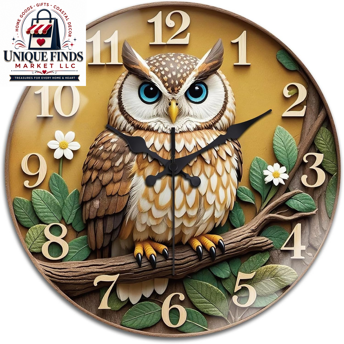Peacoblue 12" Round Battery-Operated Marble Pattern Wall Clock