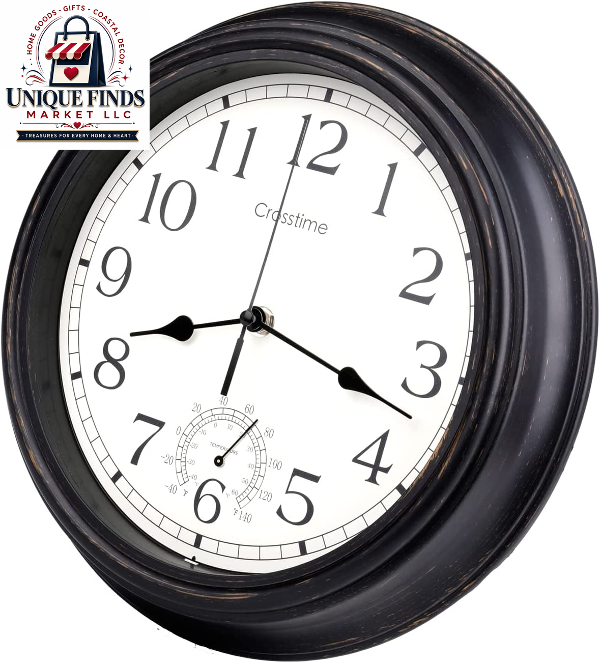Crosstime 12-Inch Indoor/Outdoor Retro Wall Clock - Battery Operated and Silent, Blue