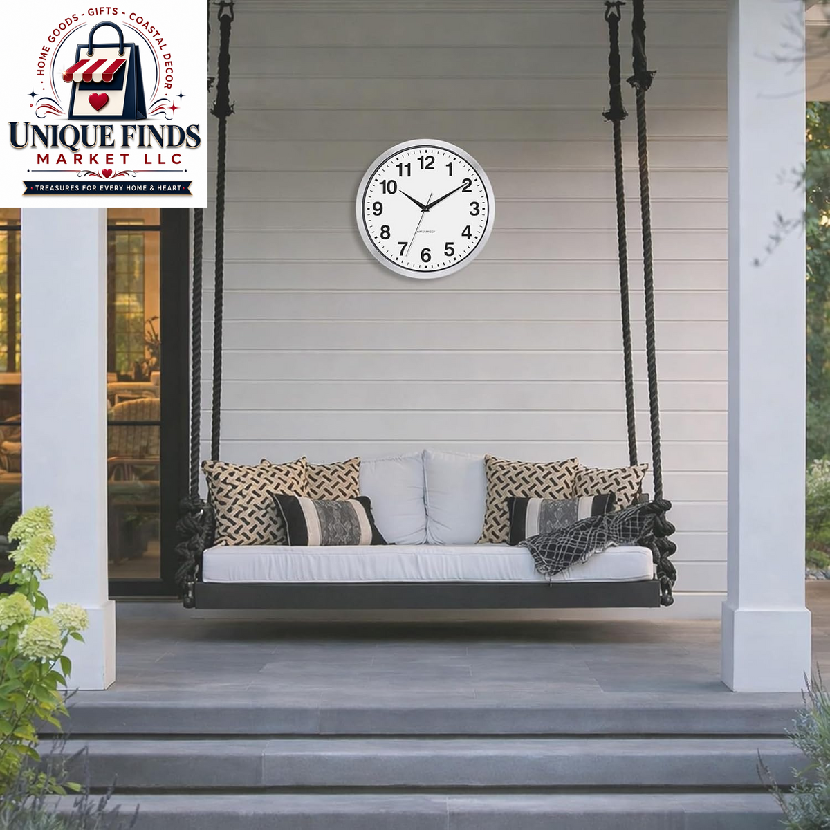 Caysie 12-Inch Waterproof Sealed Indoor/Outdoor Clock in Silver