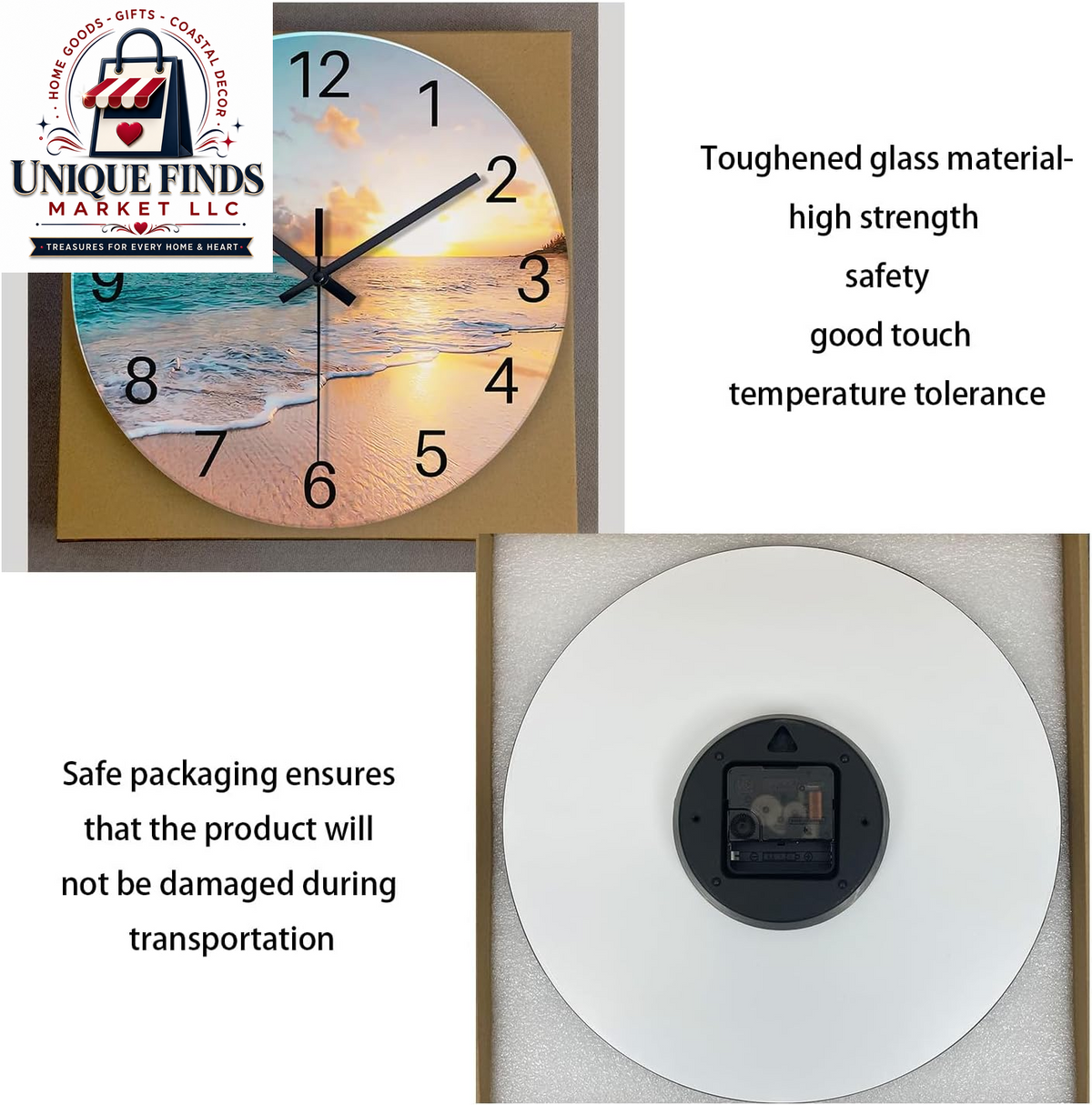 Battery-Operated 12-Inch Blue Beach Wall Clock