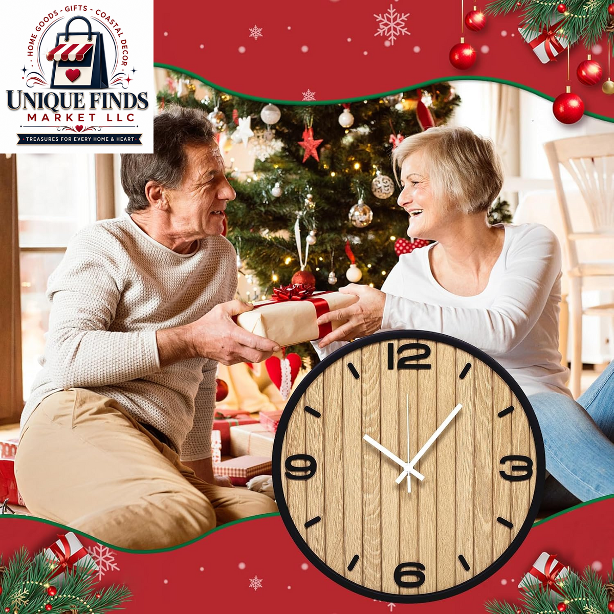12-Inch Battery-Operated Wooden Wall Clock - Non-Ticking Quartz Analog Clock for Home and Classroom Decor - Easy to Install and Read