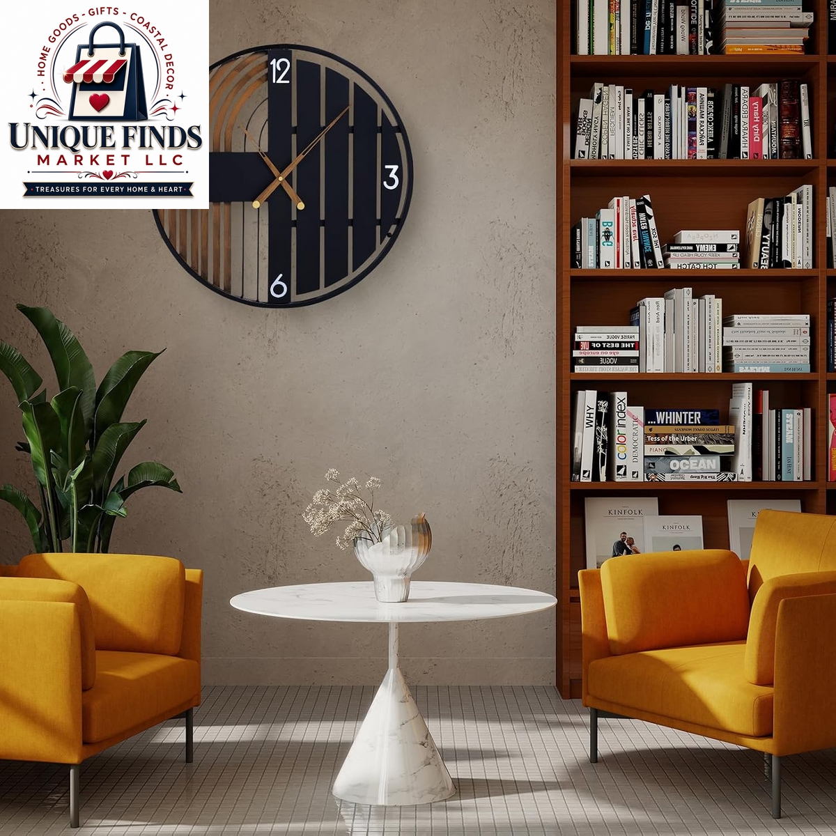 20-Inch Round Wooden Wall Clock - Silent Non-Ticking, Battery Operated