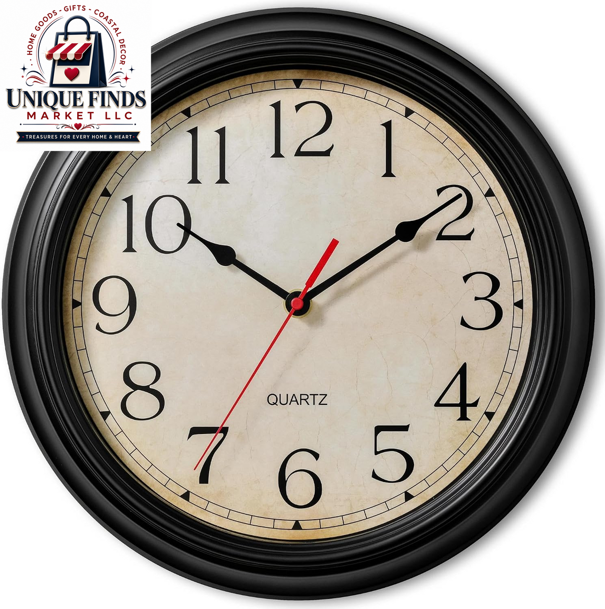KECYET 12-Inch Battery-Operated Silent Wall Clock for Living Room