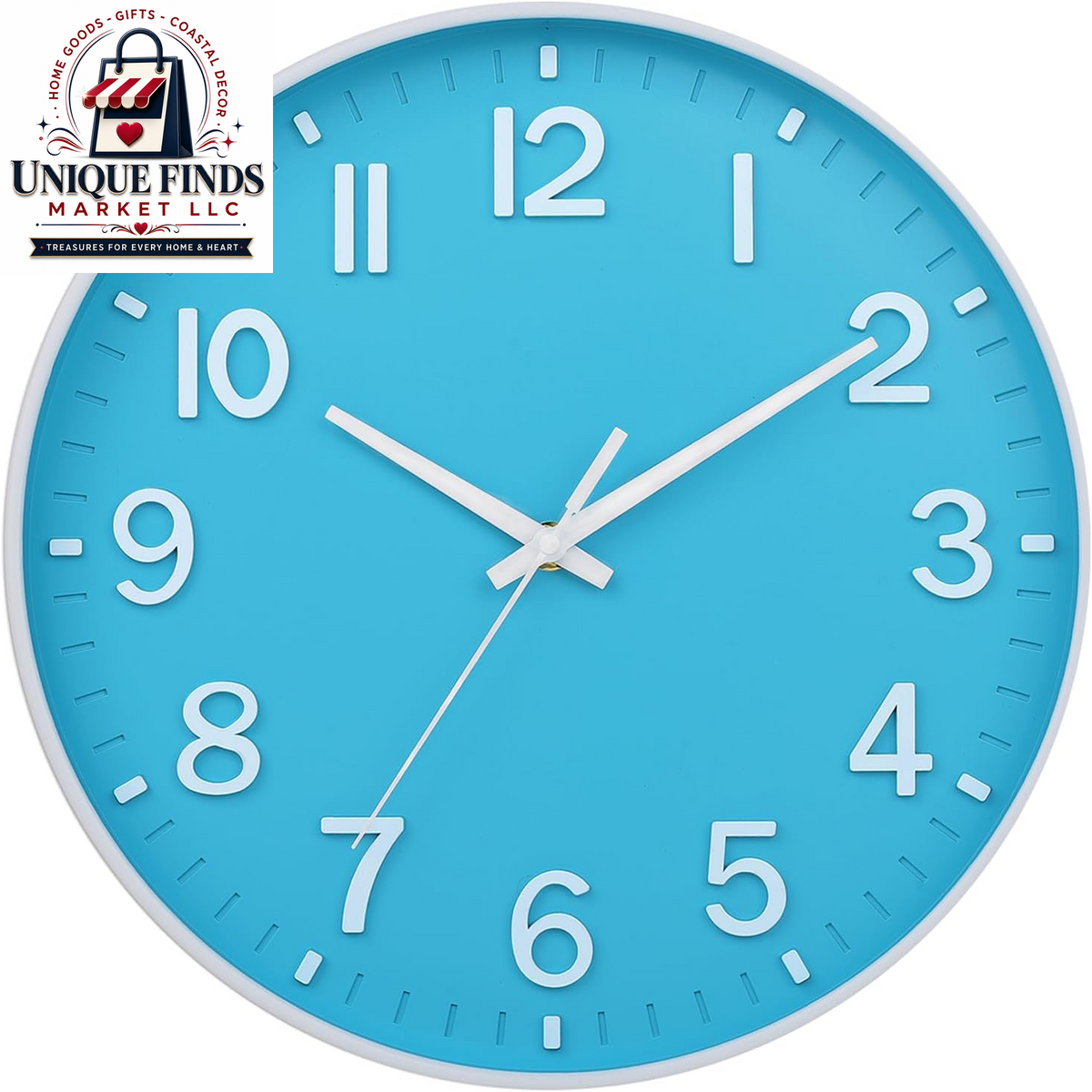HZDHCLH 12-Inch Navy Modern Wall Clock - Battery Operated, Silent, Non-Ticking