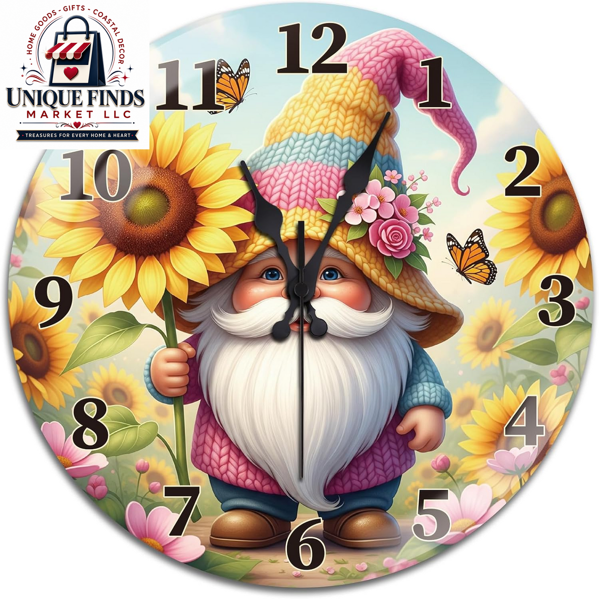 Peacoblue 12" Round Battery-Operated Marble Pattern Wall Clock
