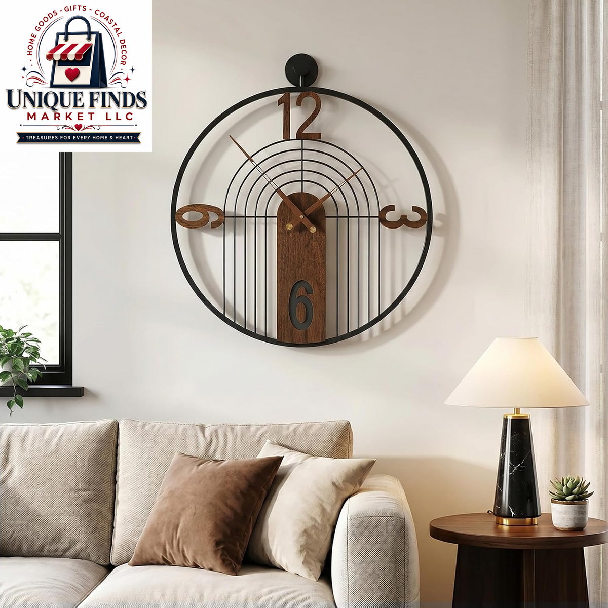 Cuspin 24-Inch Gold Metal Wall Clock for Elegant Living Room Decor